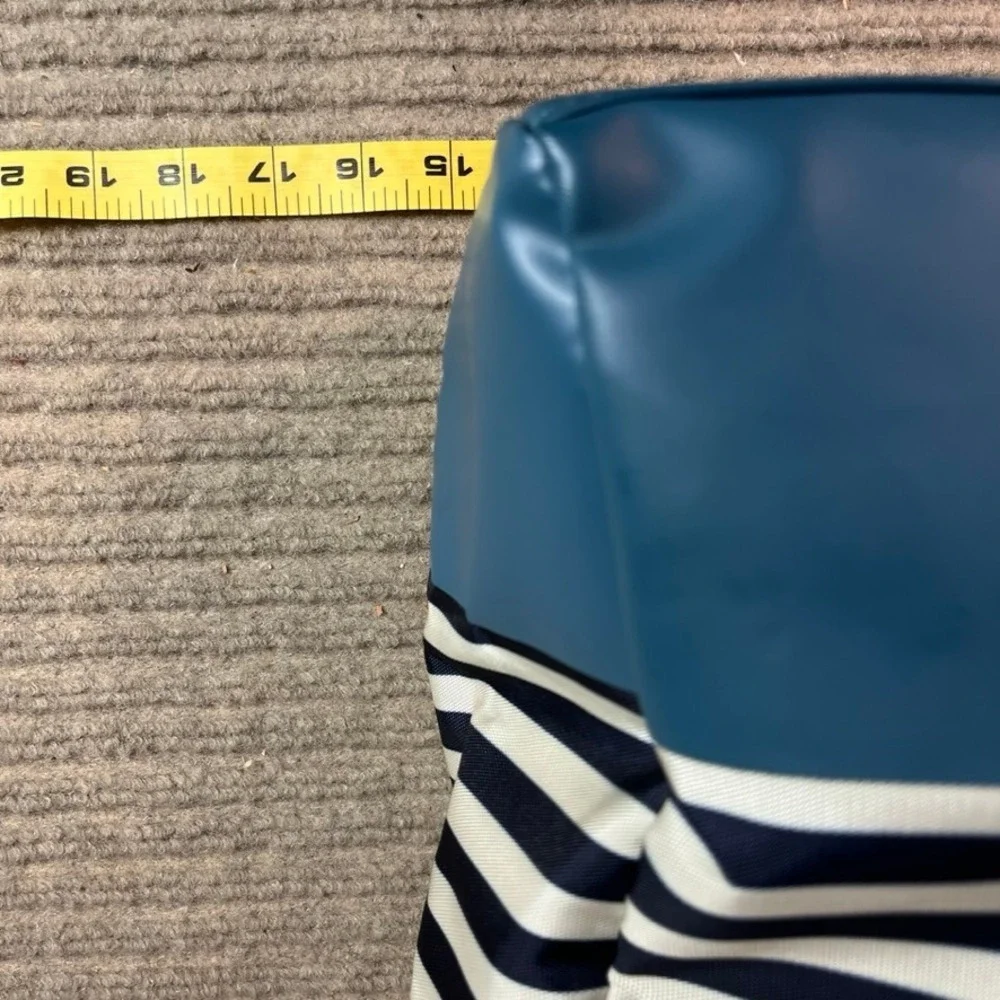 NWT Nautica Striped Canvas Tote Bag Navy White Teal Blue Large Beach Travel